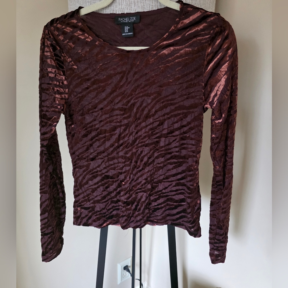 Rachel Zoe Brown Sheer Tiger Stripe Top